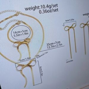 *New* Fantasy Gold Color Beautiful 3 pieces Bow Jewelry Set Choker Earri…